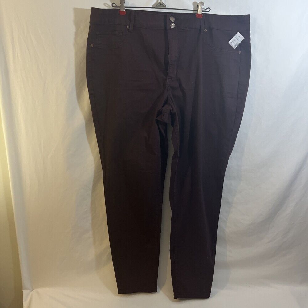 MAURICES High Rise Jegging -maroon Red Plum Skinny Jeans 44x30 Size 24W NWT